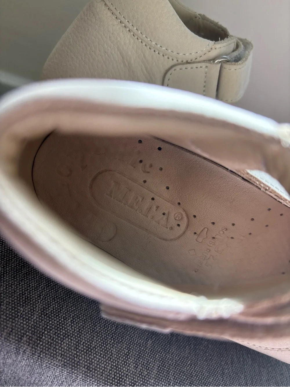 Genuine Leather and Nubuck orthopedic Girls Cream Mary Jane Dress Shoes